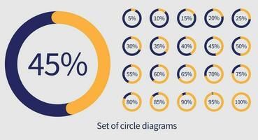 uppsättning av cirkel diagram för infographics stock illustration vektor