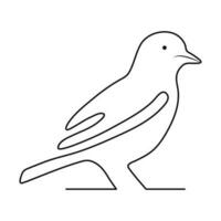 fågel enda linje design och linje konst vektor teckning