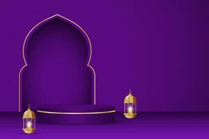 islamisch Podium Anzeige Hintergrund Illustration mit lila Farbe Ton vektor