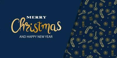 Weihnachten Ferien Luxus Banner mit Weihnachten Süßigkeiten Kegel, Geschenk Kisten und Schneeflocken vektor