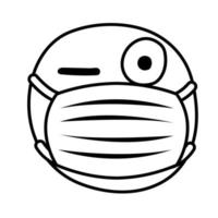 emoji som bär medicinsk mask linje stil vektor