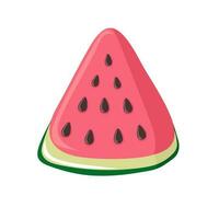 skiva av vattenmelon. grön randig bär med röd massa och brun frön vektor
