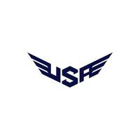 första brev USA med vinge accent logotyp design. sportig första brev USA med vingar ikon logotyp design. vektor
