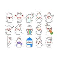söt kanin klistermärke tecknad serie illustration isolerat på vit bakgrund. söt söt tecknad serie karaktär design. vektor