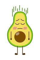 Avocado Karikatur Charakter Maskottchen Design von Illustration. süß Avocado Karikatur Aufkleber. Avocado Emoticon. vektor