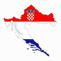 kroatien Karta silhuett med flagga isolerat på vit bakgrund vektor