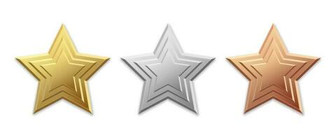 golden Silber und Bronze- Star Produkt Bewertung Rezension zum Apps und Websites vektor
