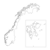 mycket detaljerad norge karta med gränser isolerade på bakgrunden vektor