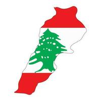 libanon Karta silhuett med flagga isolerat på vit bakgrund vektor