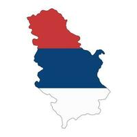 serbia Karta silhuett med flagga isolerat på vit bakgrund vektor