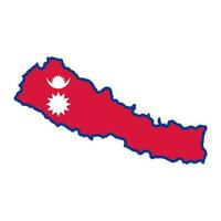 nepal Karta silhuett med flagga isolerat på vit bakgrund vektor