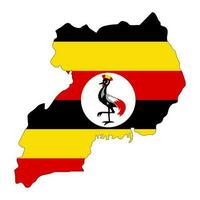 uganda Karta silhuett med flagga isolerat på vit bakgrund vektor