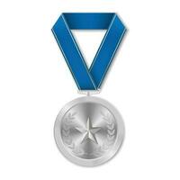 silberne medaille mit sternillustration aus geometrischen formen vektor