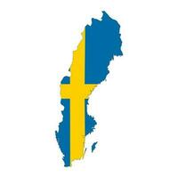Schweden Karte Silhouette mit Flagge isoliert auf Weiß Hintergrund vektor