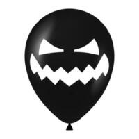 halloween svart ballong illustration med skrämmande och rolig ansikte vektor