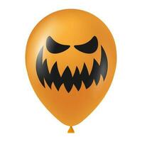 halloween orange ballong illustration med skrämmande och rolig ansikte vektor