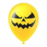 halloween gul ballong illustration med skrämmande och rolig ansikte vektor