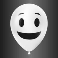 Halloween Weiß Ballon Illustration mit unheimlich und komisch Gesicht isoliert auf dunkel Hintergrund vektor