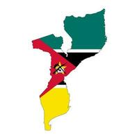 Mozambique Karte Silhouette mit Flagge isoliert auf Weiß Hintergrund vektor