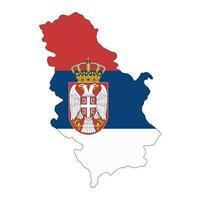 serbia Karta silhuett med flagga isolerat på vit bakgrund vektor