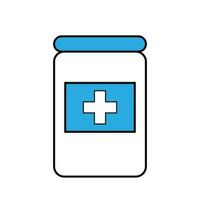 medicinska tabletter, pillerflaska, enkel platt illustration vektor