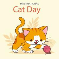 vektor platt internationell katt dag illustration