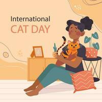 vektor platt internationell katt dag illustration