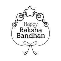 glad raksha bandhan armband med bollar och stjärnlinje stil vektor