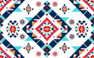 geometrisches ethnisches orientalisches Ikat nahtloses Muster traditionelles Design für Hintergrund, Teppich, Tapete, Kleidung, Verpackung, Batik, Stoff, Vektorillustration. Stickstil. vektor