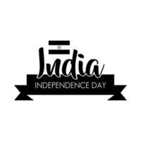 Indien Unabhängigkeitstag Feier mit Flagge und Band Silhouette Stil vektor