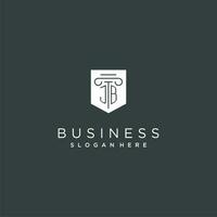 jb Monogramm mit Säule und Schild Logo Design, Luxus und elegant Logo zum legal Feste vektor