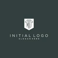 mu monogram med pelare och skydda logotyp design, lyx och elegant logotyp för Rättslig fast vektor
