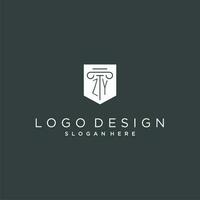 zy monogram med pelare och skydda logotyp design, lyx och elegant logotyp för Rättslig fast vektor