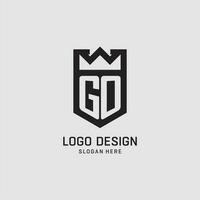 första gå logotyp skydda form, kreativ esport logotyp design vektor