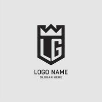 första lg logotyp skydda form, kreativ esport logotyp design vektor