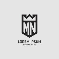 första mn logotyp skydda form, kreativ esport logotyp design vektor