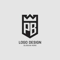 första pb logotyp skydda form, kreativ esport logotyp design vektor