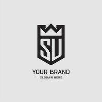 Initiale su Logo Schild Form, kreativ Esport Logo Design vektor