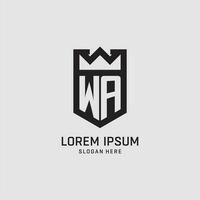 första wa logotyp skydda form, kreativ esport logotyp design vektor