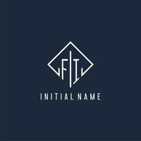 fi Initiale Logo mit Luxus Rechteck Stil Design vektor