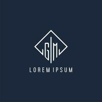 gm Initiale Logo mit Luxus Rechteck Stil Design vektor