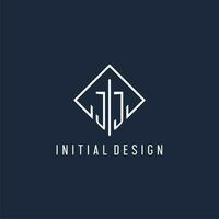 jj första logotyp med lyx rektangel stil design vektor