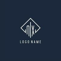 nx Initiale Logo mit Luxus Rechteck Stil Design vektor