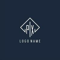 px Initiale Logo mit Luxus Rechteck Stil Design vektor