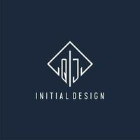 qj Initiale Logo mit Luxus Rechteck Stil Design vektor