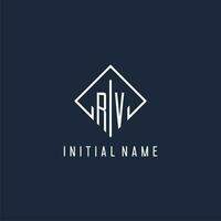 rv Initiale Logo mit Luxus Rechteck Stil Design vektor