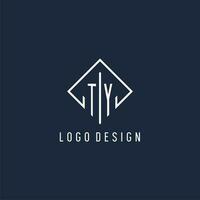 ty Initiale Logo mit Luxus Rechteck Stil Design vektor