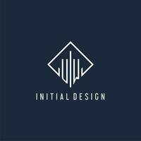 uw Initiale Logo mit Luxus Rechteck Stil Design vektor