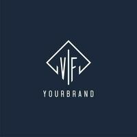 vf Initiale Logo mit Luxus Rechteck Stil Design vektor