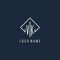 vk Initiale Logo mit Luxus Rechteck Stil Design vektor